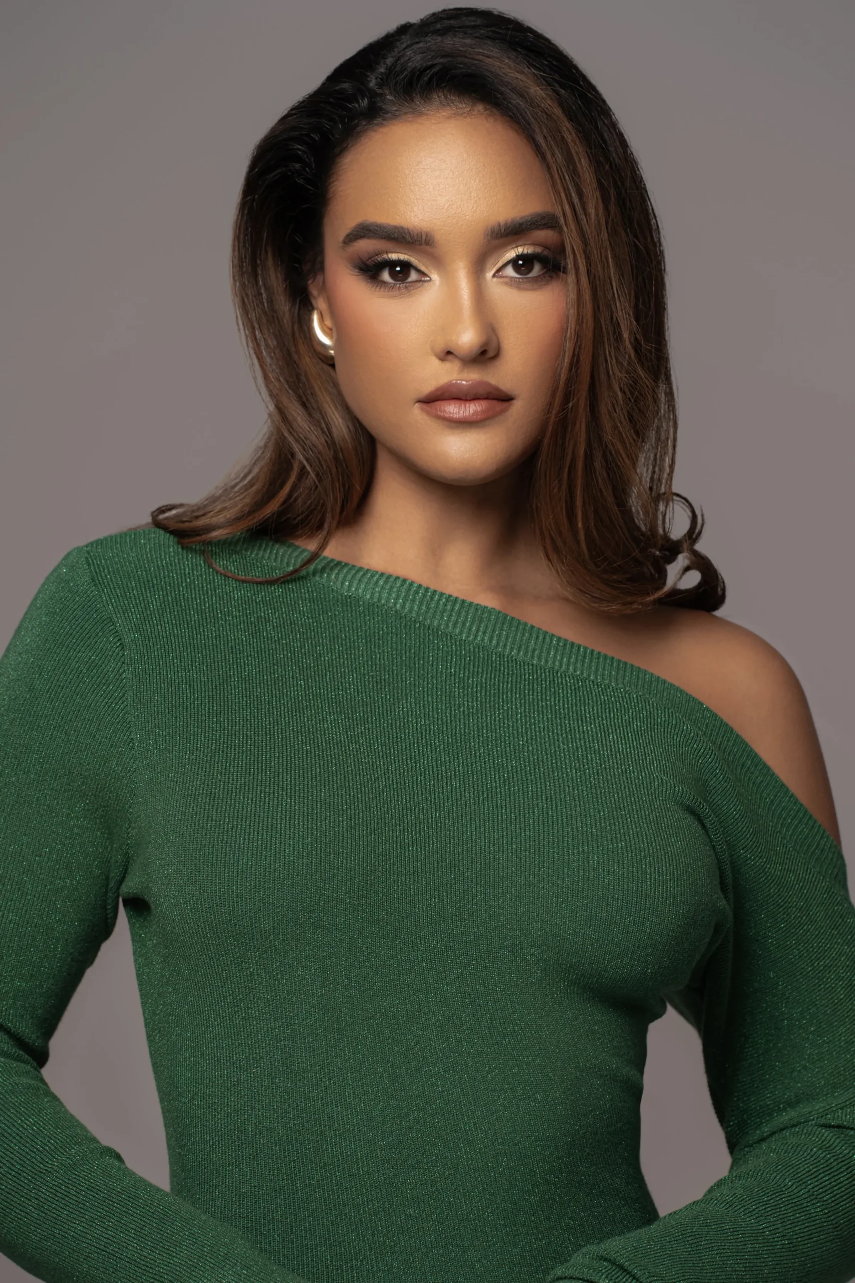 JLUXLABEL Green Night Shimmers Asymmetrical Maxi Dress