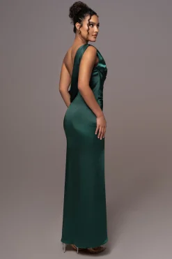 JLUXLABEL Green Satin Belle Maxi Dress