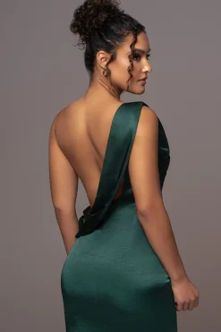 JLUXLABEL Green Satin Belle Maxi Dress