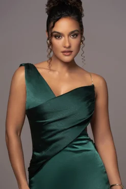 JLUXLABEL Green Satin Belle Maxi Dress