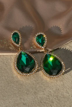 JLUXLABEL Green True Gem Teardrop Earrings