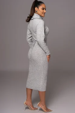 JLUXLABEL Grey Aubrey Turtleneck Sweater Dress