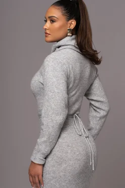 JLUXLABEL Grey Aubrey Turtleneck Sweater Dress