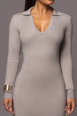 JLUXLABEL Grey Bellinda Collar Maxi Dress