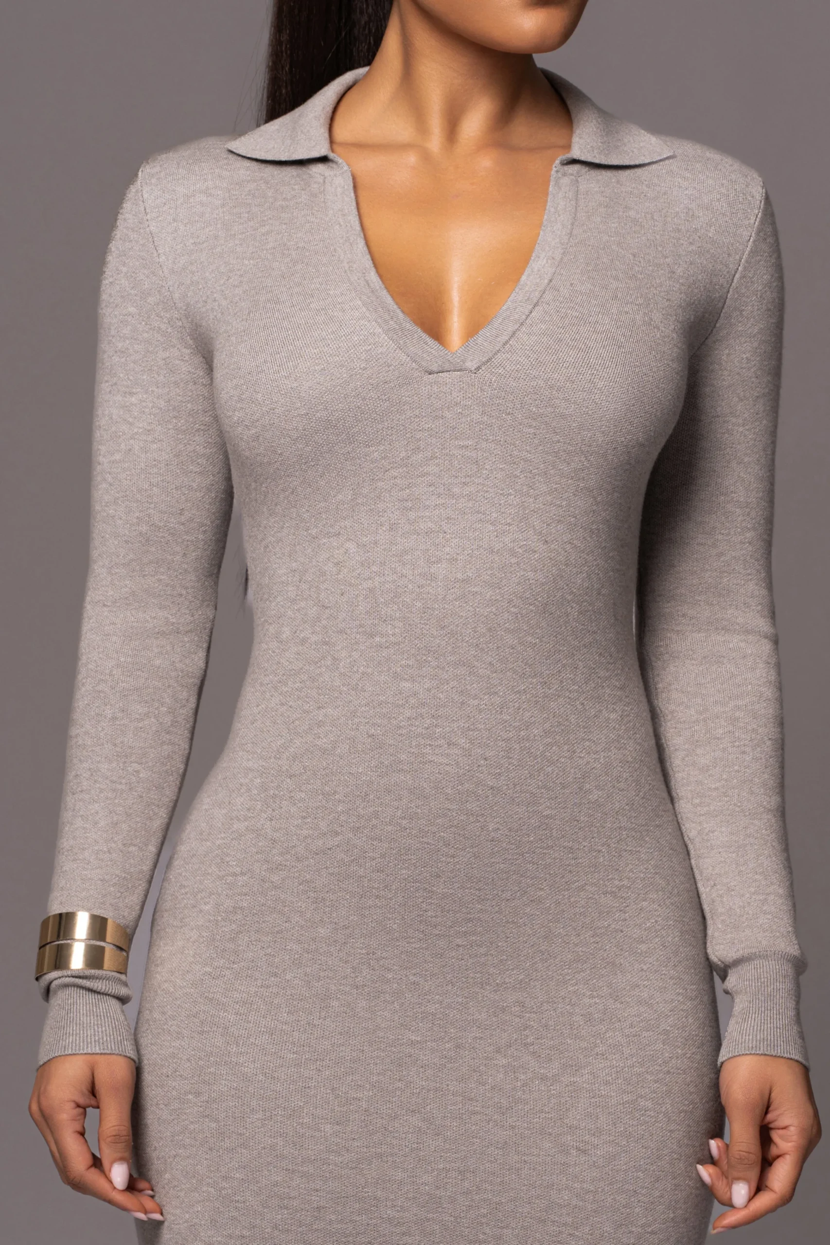 JLUXLABEL Grey Bellinda Collar Maxi Dress