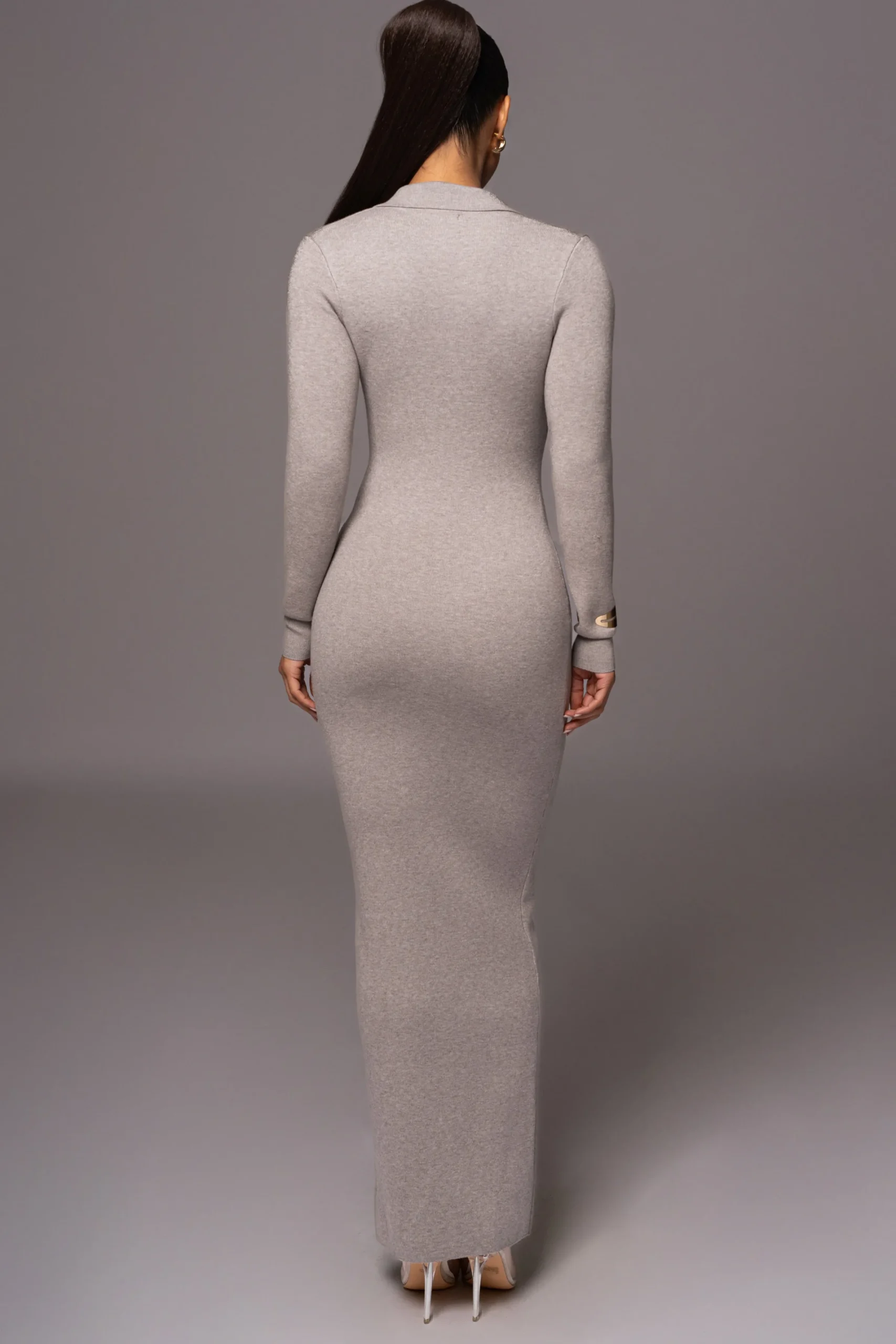 JLUXLABEL Grey Bellinda Collar Maxi Dress
