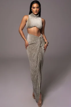 JLUXLABEL Grey Chosen One Velvet Skirt Set