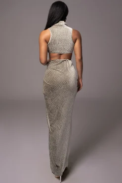 JLUXLABEL Grey Chosen One Velvet Skirt Set