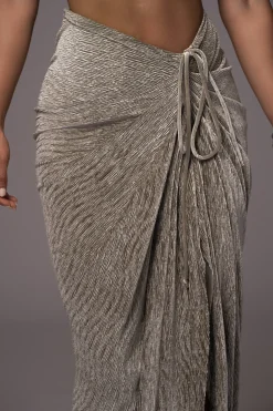 JLUXLABEL Grey Chosen One Velvet Skirt Set