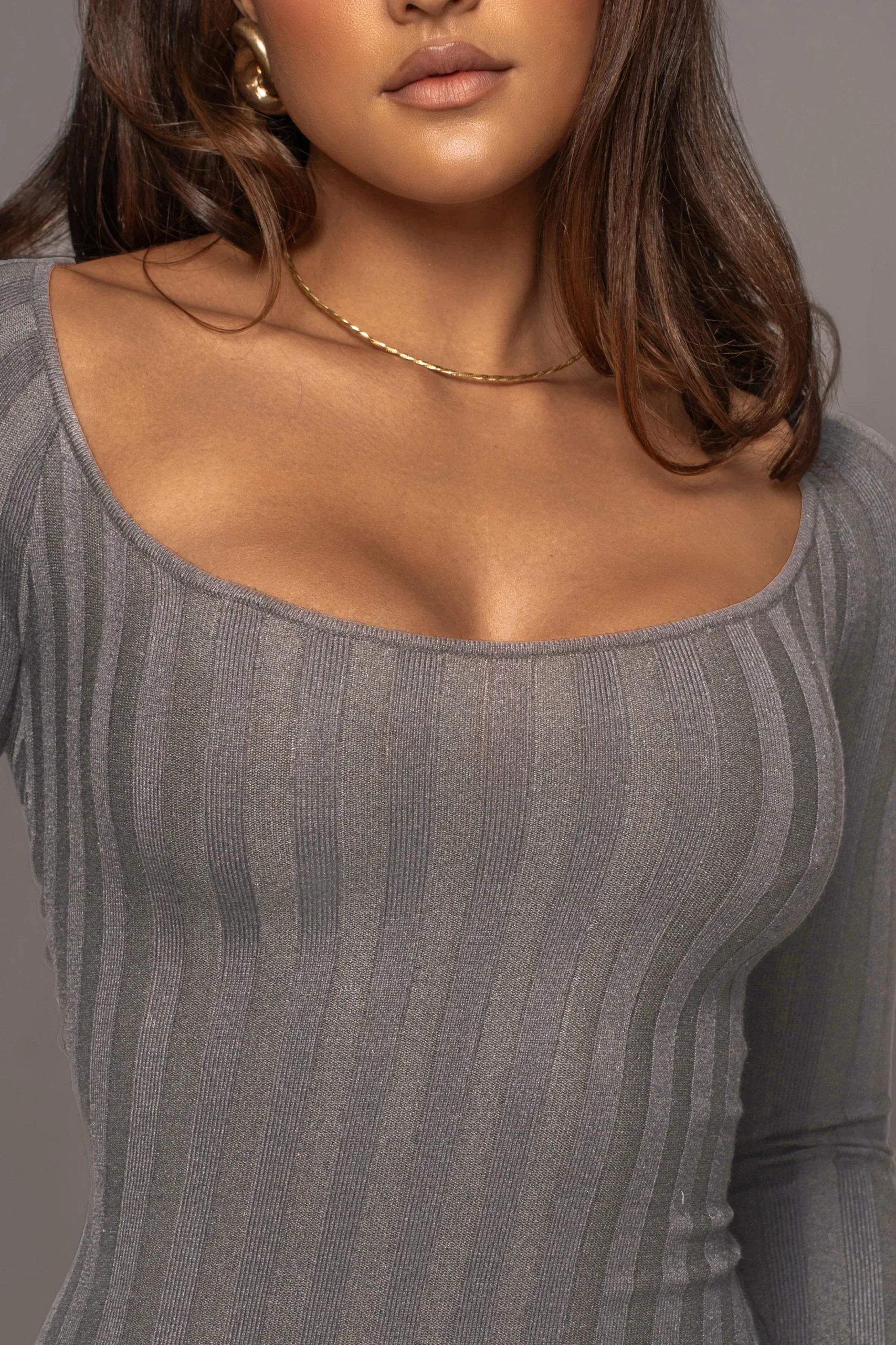 JLUXLABEL Grey Danni Ribbed Maxi Dress