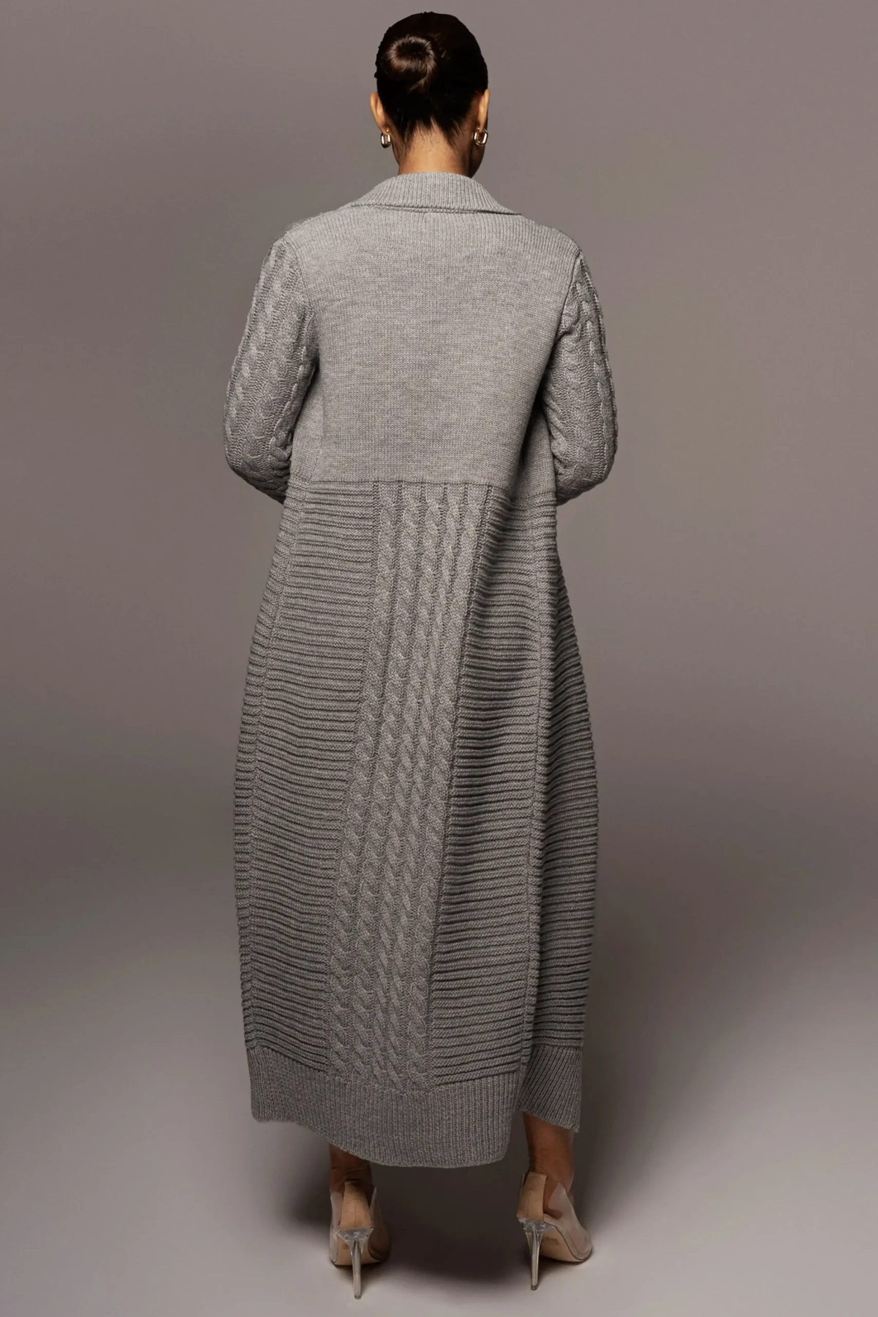 JLUXLABEL Grey Evana Cable Knit Cardigan