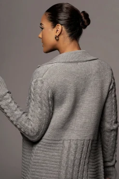 JLUXLABEL Grey Evana Cable Knit Cardigan