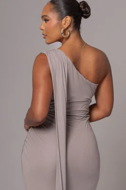 JLUXLABEL Grey Kianna Drape Maxi Dress