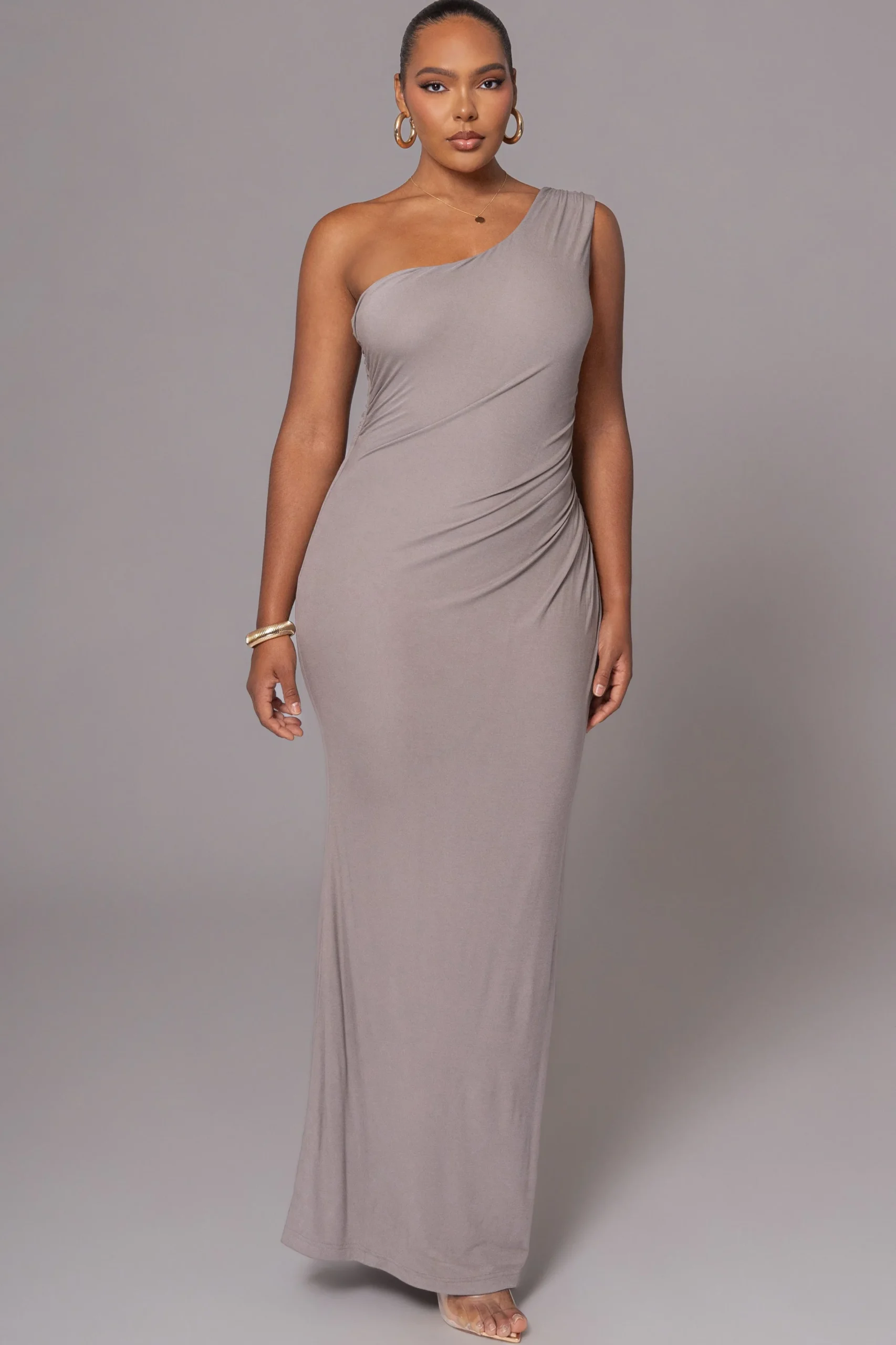 JLUXLABEL Grey Kianna Drape Maxi Dress