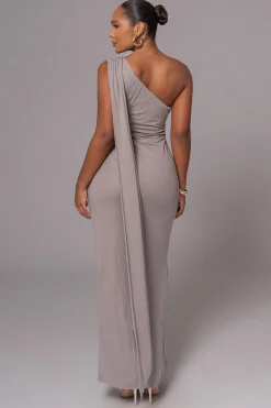 JLUXLABEL Grey Kianna Drape Maxi Dress