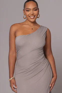 JLUXLABEL Grey Kianna Drape Maxi Dress