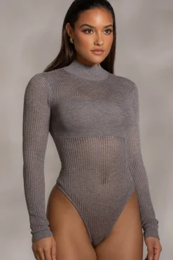 JLUXLABEL Grey Klaudette Knit Bodysuit
