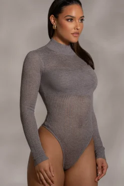 JLUXLABEL Grey Klaudette Knit Bodysuit