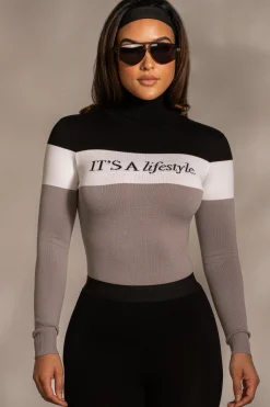 JLUXLABEL Grey Lifestyle Knit Bodysuit