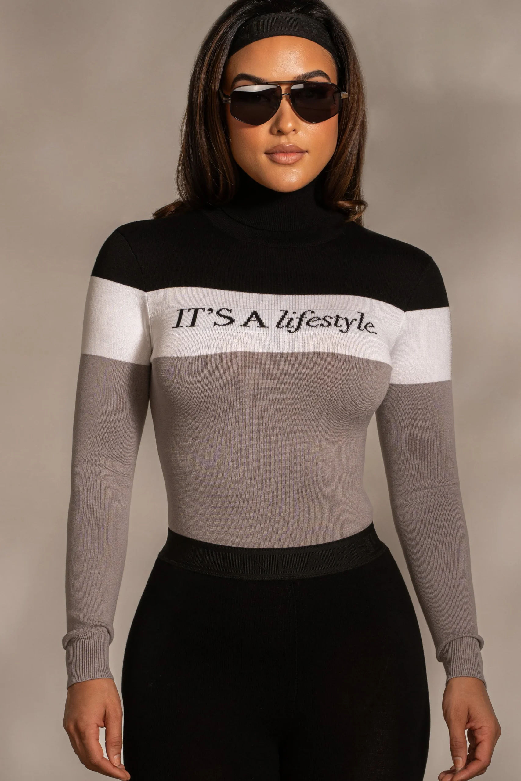 JLUXLABEL Grey Lifestyle Knit Bodysuit