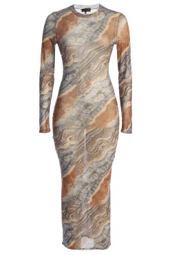 JLUXLABEL Grey Multi Solana Mesh Maxi Dress