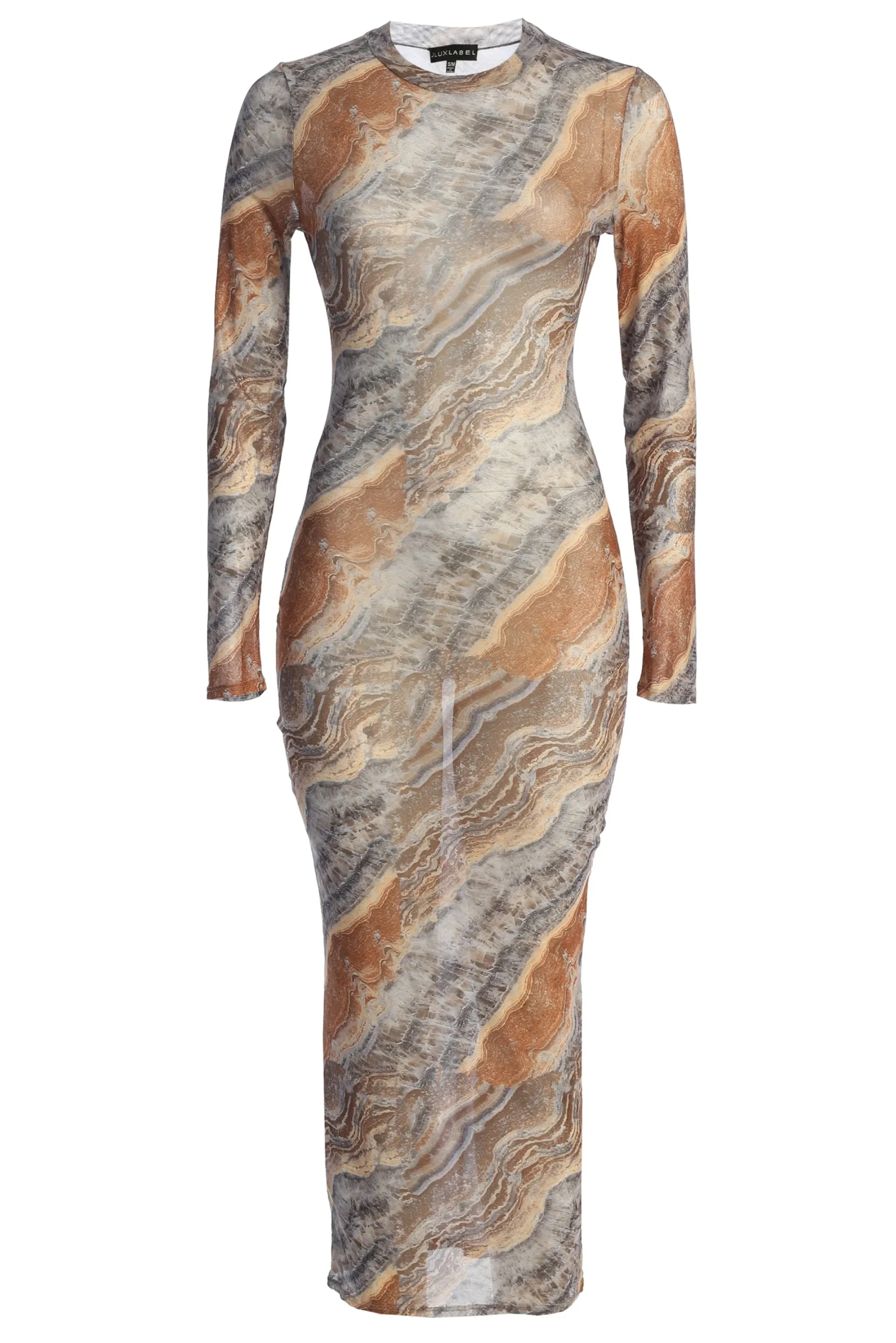 JLUXLABEL Grey Multi Solana Mesh Maxi Dress