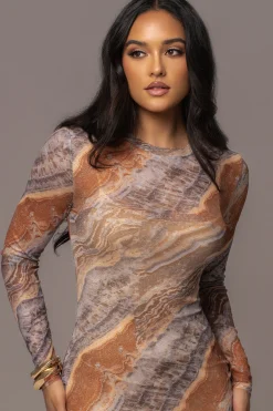 JLUXLABEL Grey Multi Solana Mesh Maxi Dress