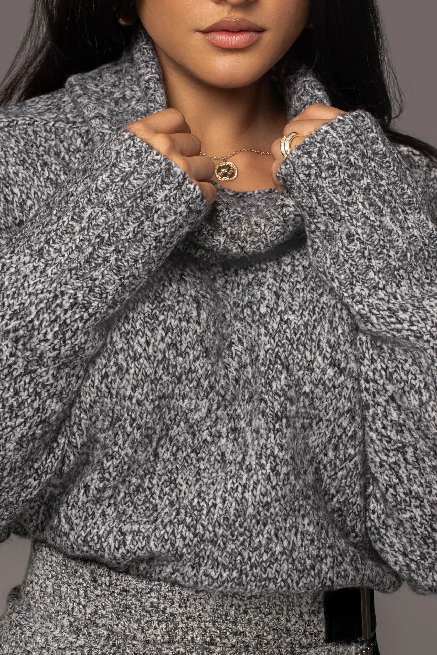 JLUXLABEL Grey New Beginnings Oversized Turtleneck