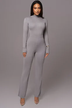 JLUXLABEL Grey Noel Sweater Knit Jumpsuit