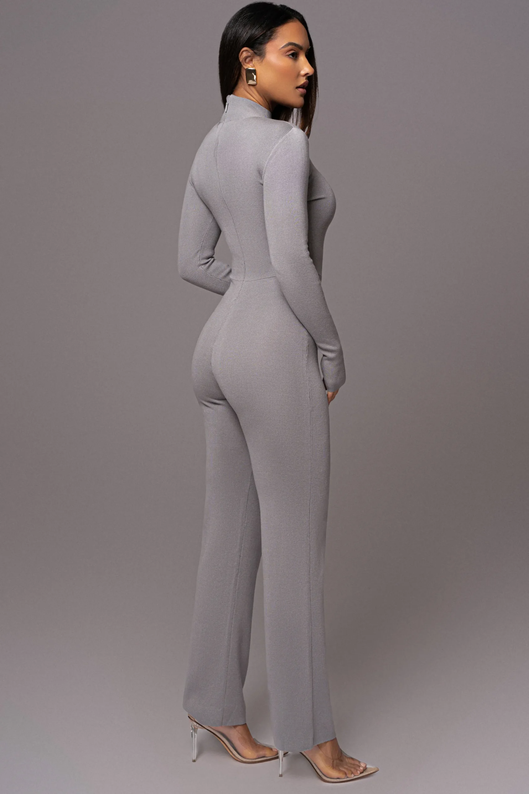 JLUXLABEL Grey Noel Sweater Knit Jumpsuit