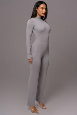 JLUXLABEL Grey Noel Sweater Knit Jumpsuit