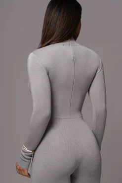 JLUXLABEL Grey Noel Sweater Knit Jumpsuit