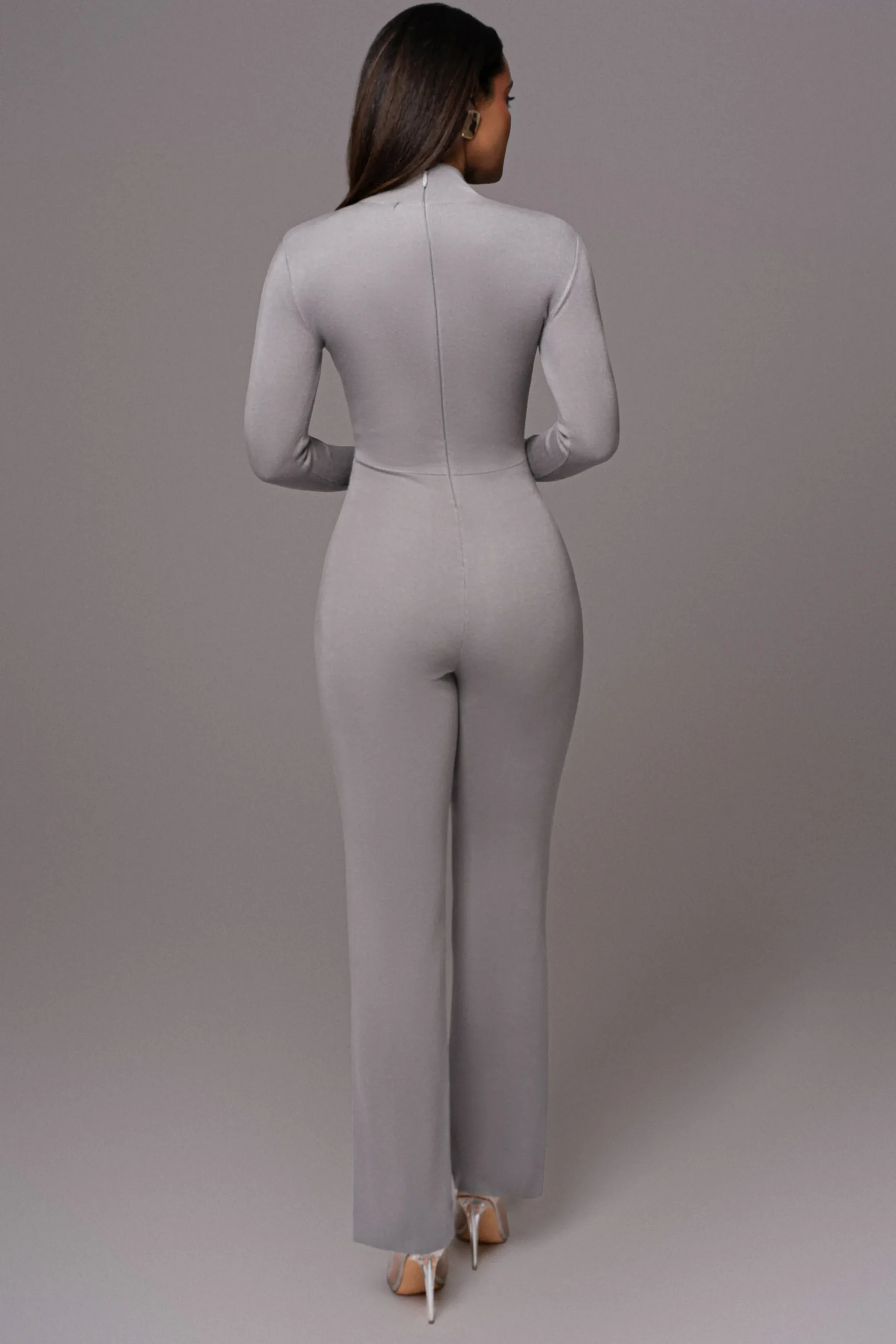 JLUXLABEL Grey Noel Sweater Knit Jumpsuit