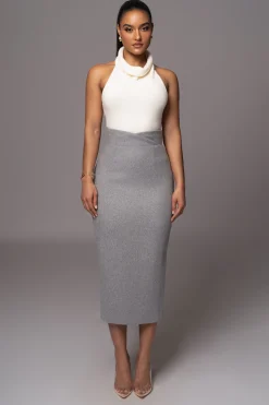 JLUXLABEL Grey Nostalgia High Waist Skirt