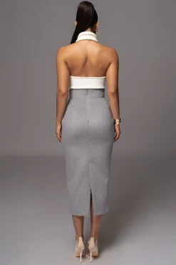 JLUXLABEL Grey Nostalgia High Waist Skirt