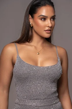 JLUXLABEL Grey Palace Sequin Skirt Set