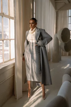 JLUXLABEL Grey Rain Or Shine Longline Coat