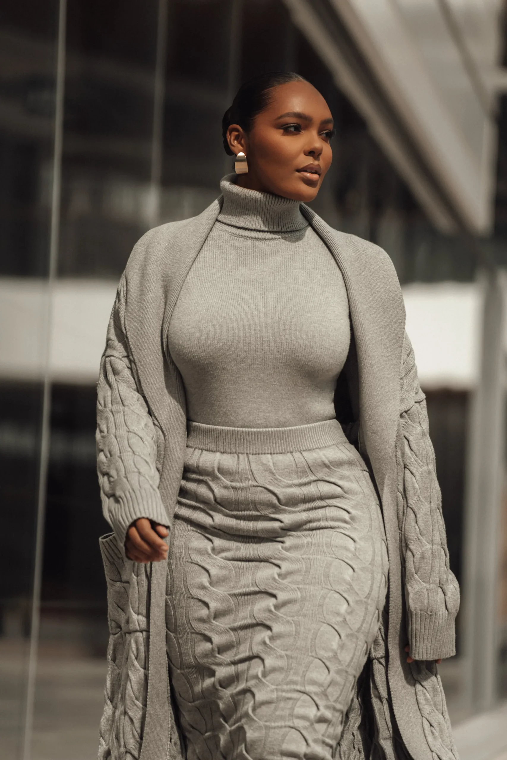 JLUXLABEL Grey Stepping Out Sweater Cardigan