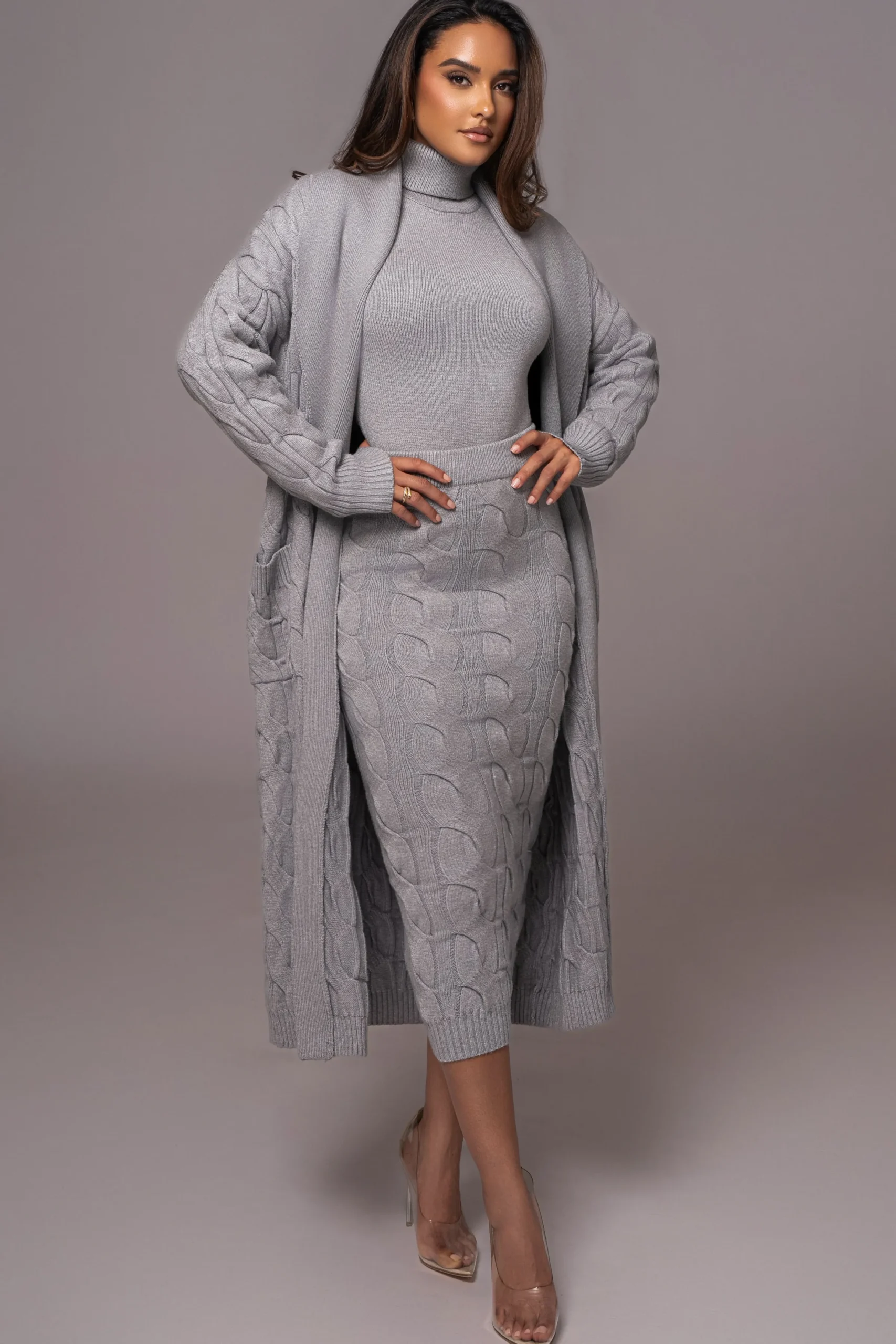 JLUXLABEL Grey Stepping Out Sweater Cardigan