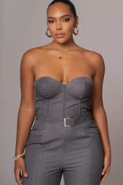 JLUXLABEL Grey Sweetheart Aroma Jumpsuit