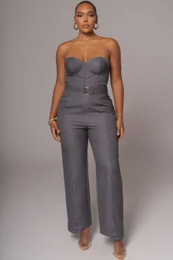 JLUXLABEL Grey Sweetheart Aroma Jumpsuit