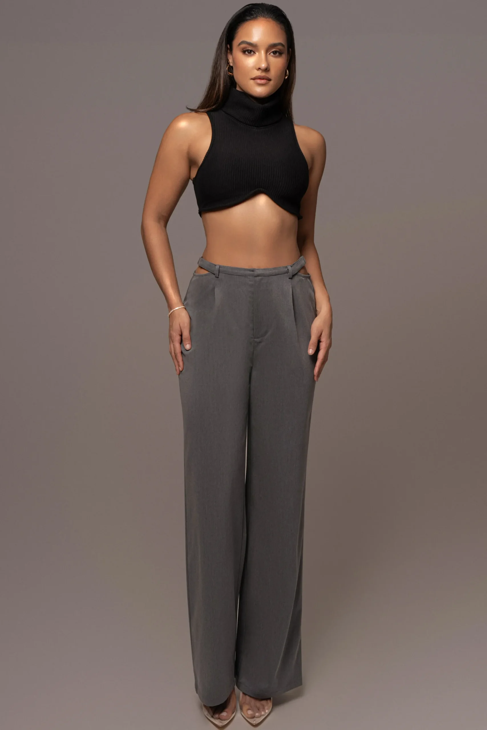 JLUXLABEL Grey Symone Cutout Pants