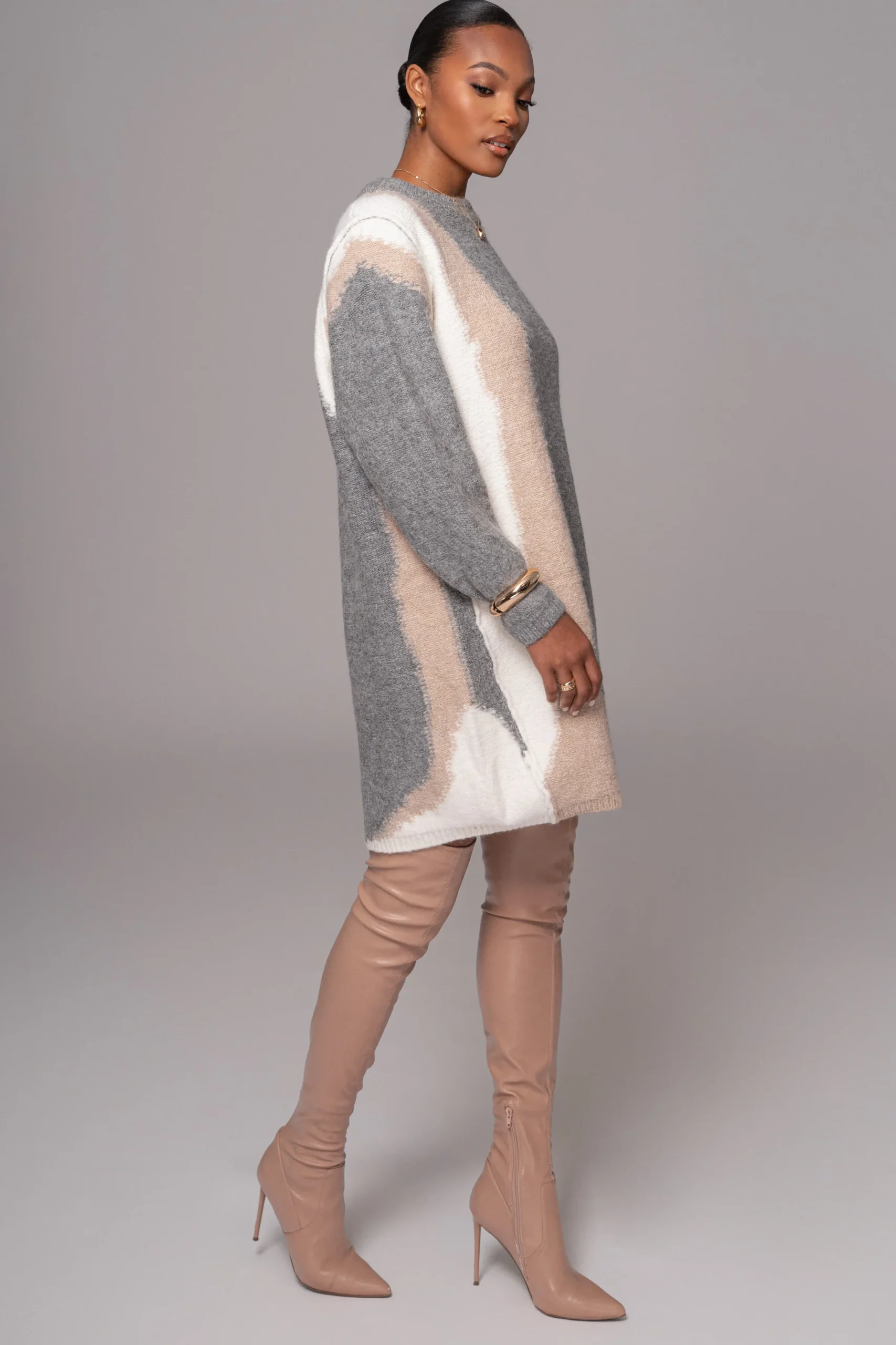 JLUXLABEL Grey Tash Sweater Knit Dress