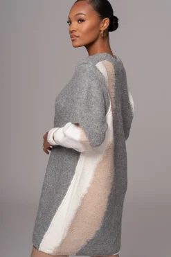 JLUXLABEL Grey Tash Sweater Knit Dress