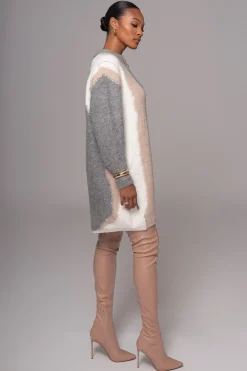 JLUXLABEL Grey Tash Sweater Knit Dress