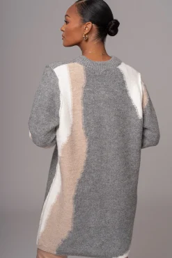JLUXLABEL Grey Tash Sweater Knit Dress