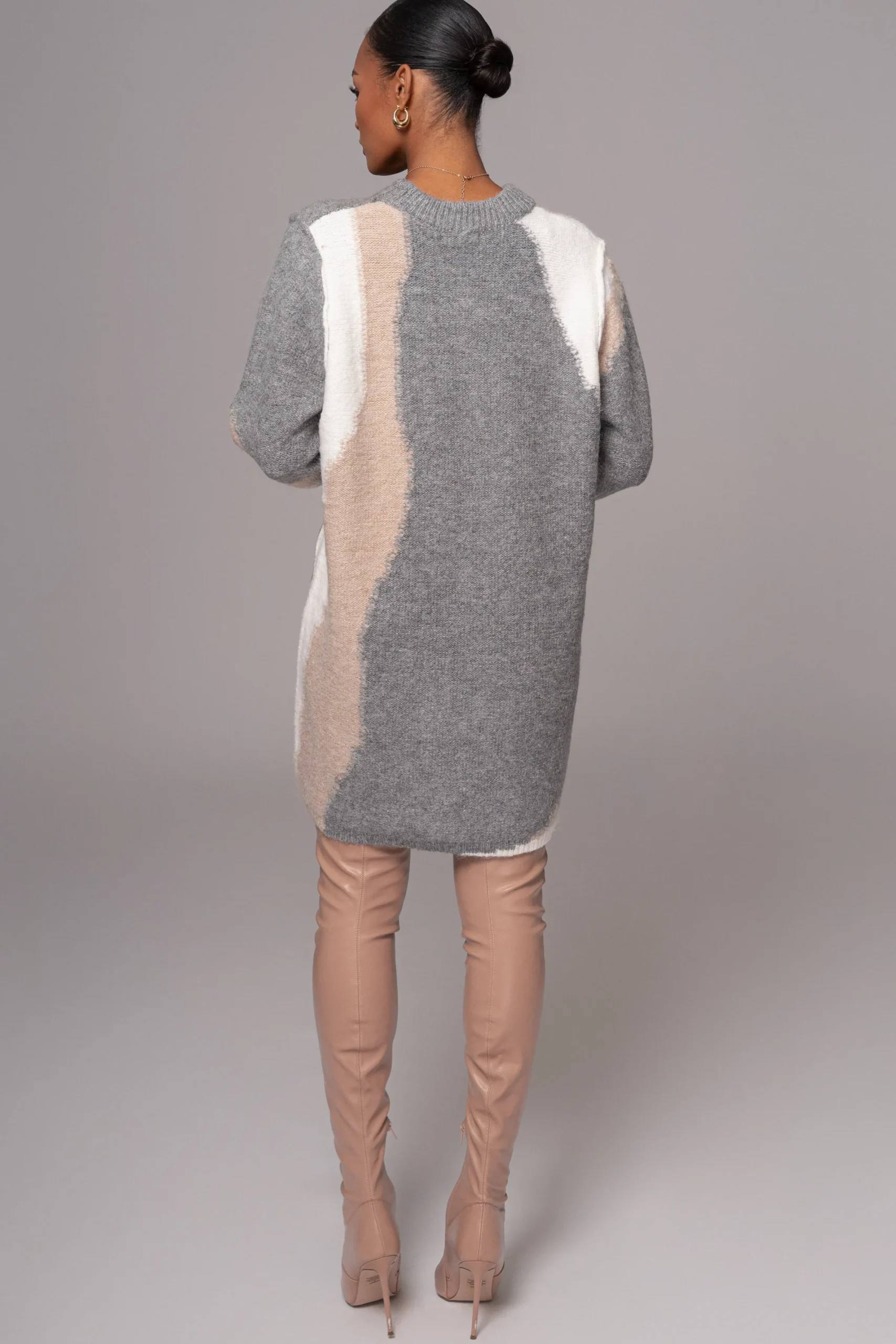 JLUXLABEL Grey Tash Sweater Knit Dress
