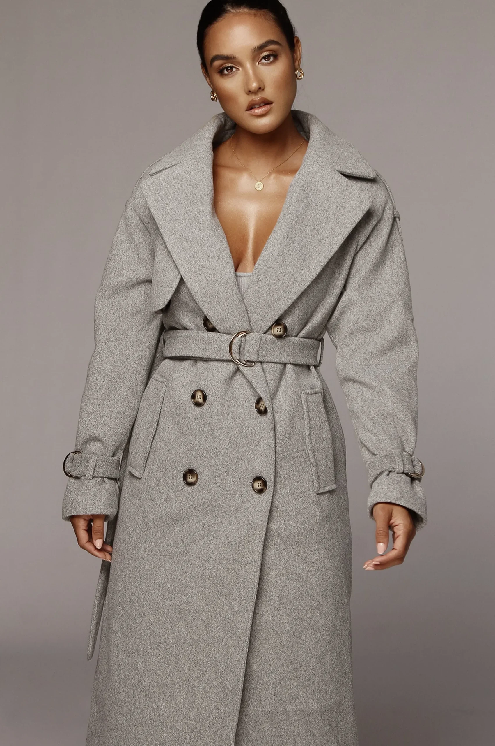 JLUXLABEL Heather Grey Beverly Trench Coat