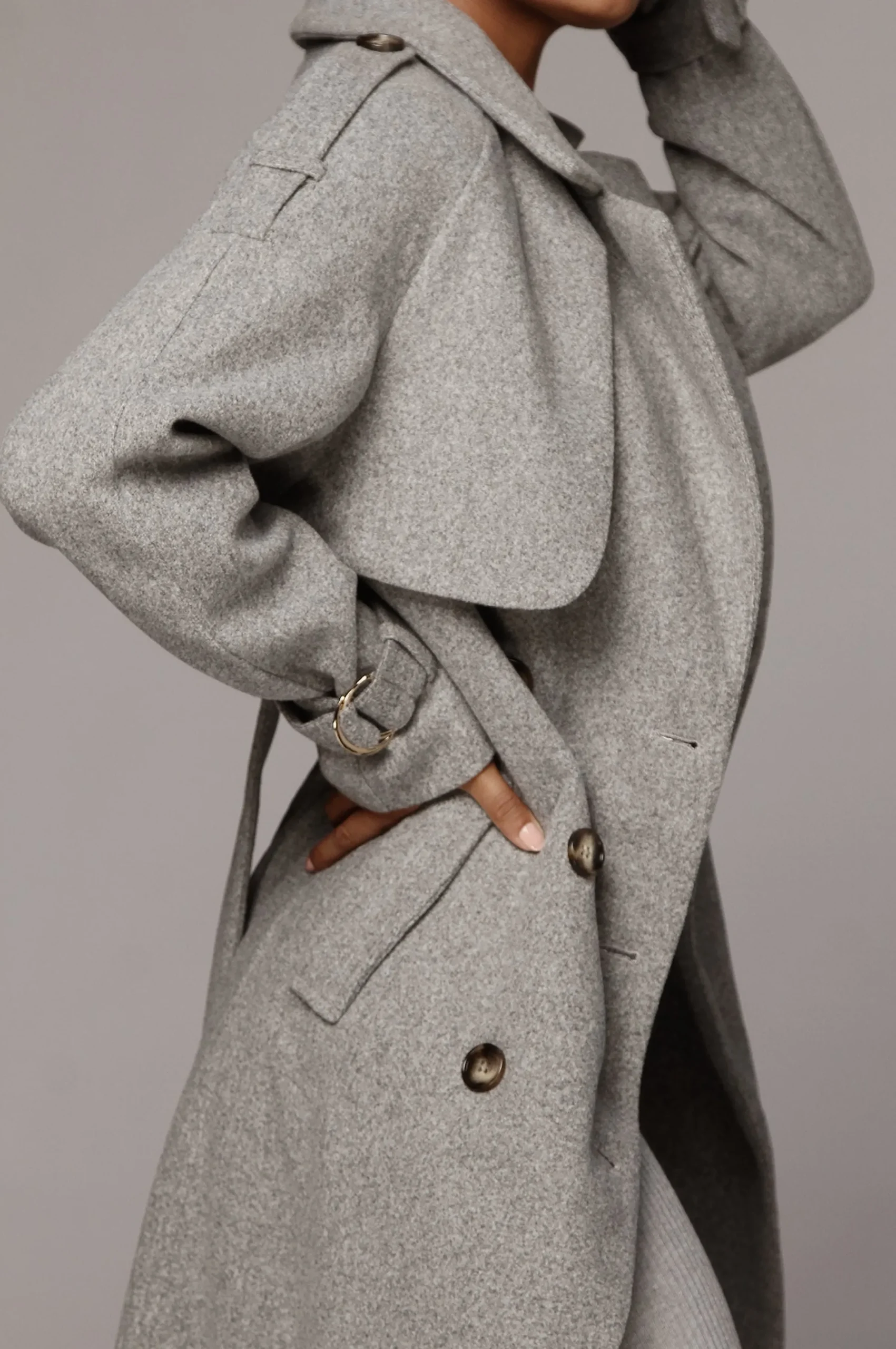 JLUXLABEL Heather Grey Beverly Trench Coat