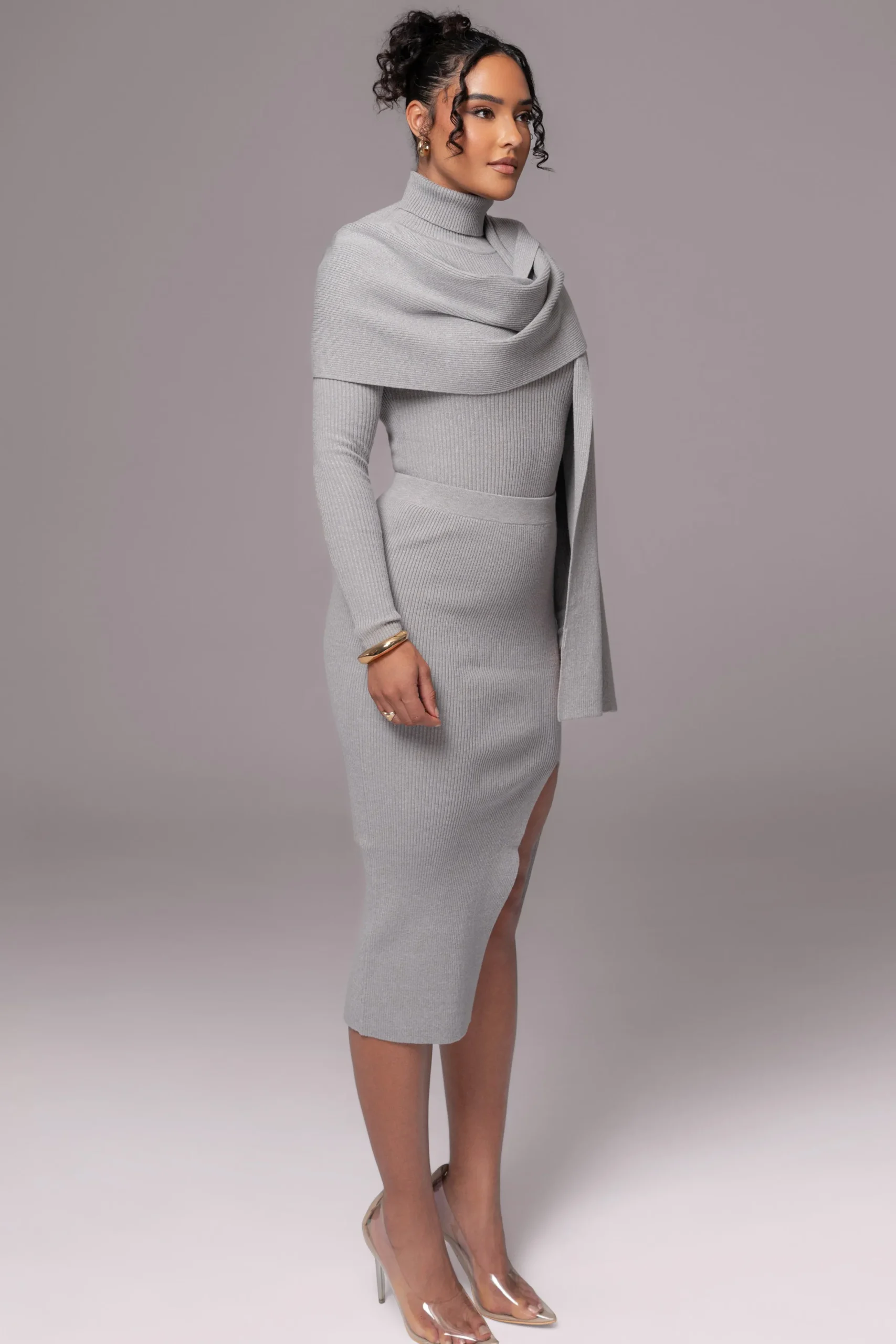 JLUXLABEL Heather Grey Cardinal Essential Knit Skirt